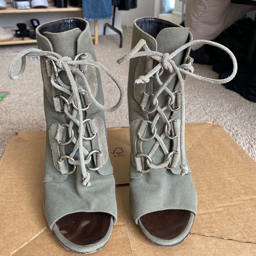 GIUSEPPE ZANOTTI CANVAS LACE UP HEELS